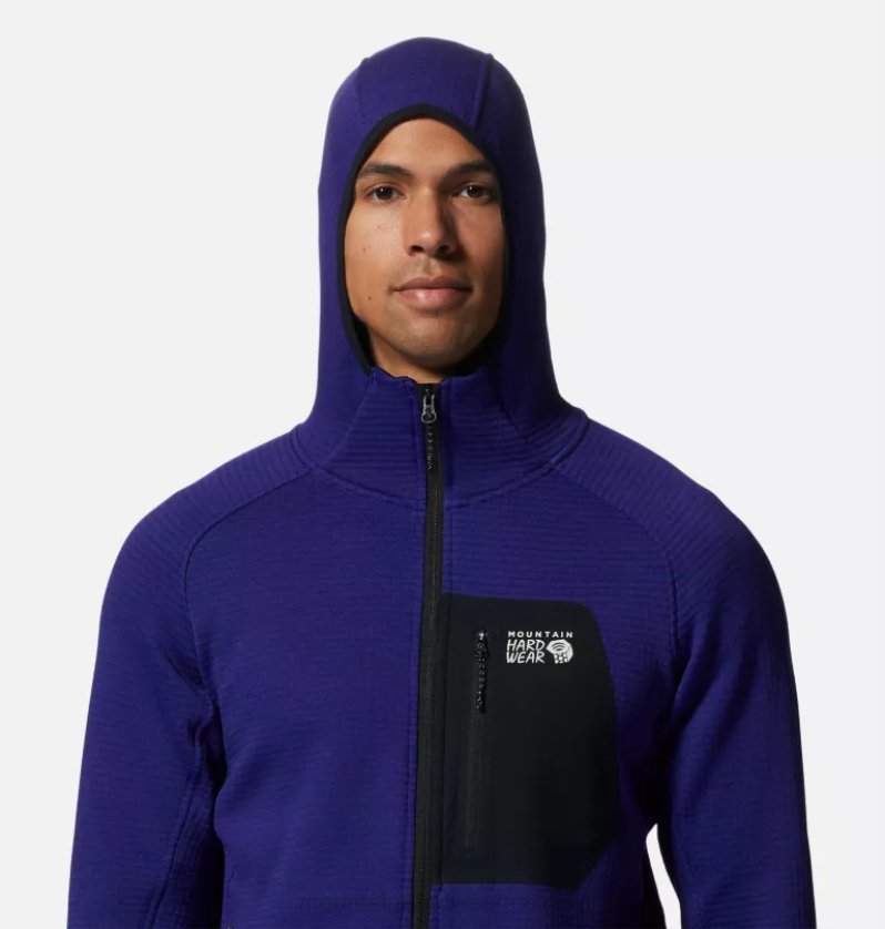 hombres tapas brezo azul klein Mountain Hardwear sudadera polartec power grid con cremallera completa 84RX264 - Image 3
