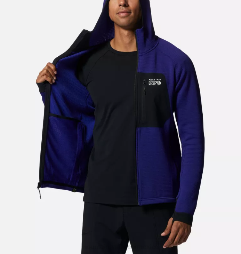 hombres tapas brezo azul klein Mountain Hardwear sudadera polartec power grid con cremallera completa 84RX264 - Image 4