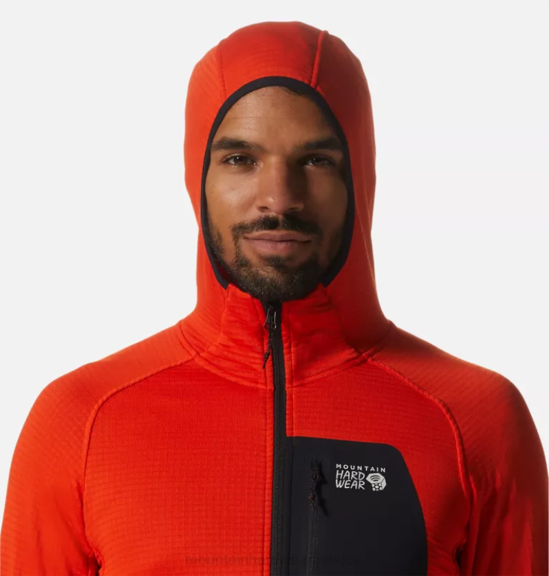 hombres tapas estado naranja Mountain Hardwear sudadera polartec power grid con cremallera completa 84RX263 - Image 3