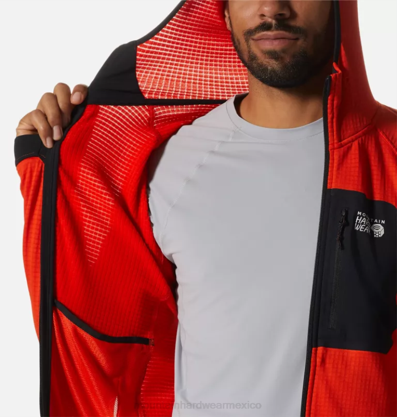 hombres tapas estado naranja Mountain Hardwear sudadera polartec power grid con cremallera completa 84RX263 - Image 4