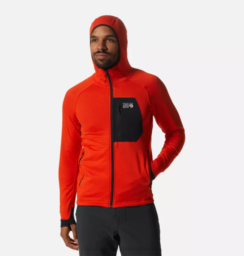 hombres tapas estado naranja Mountain Hardwear sudadera polartec power grid con cremallera completa 84RX263 - Image 6
