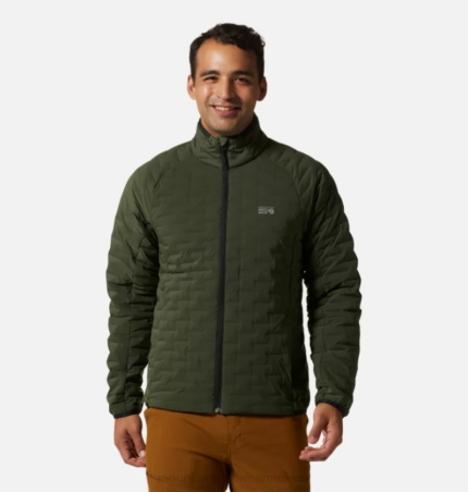 hombres tapas excedente verde Mountain Hardwear chaqueta ligera elástica 84RX29