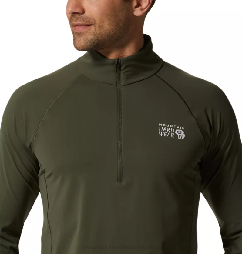 hombres tapas excedente verde Mountain Hardwear elástico 1/2 cremallera 84RX191 - Image 2