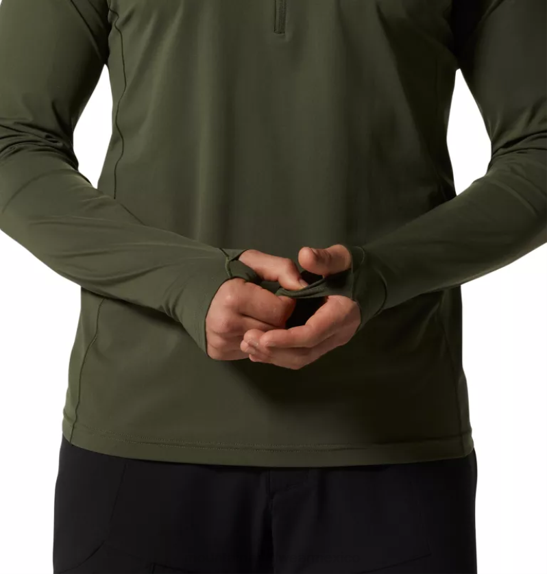 hombres tapas excedente verde Mountain Hardwear elástico 1/2 cremallera 84RX191 - Image 3