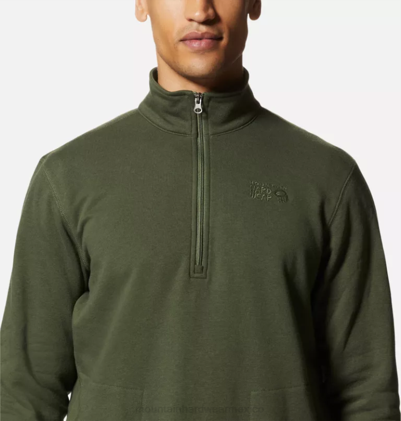 hombres tapas excedente verde Mountain Hardwear logotipo mhw 1/4 cremallera 84RX142 - Image 2