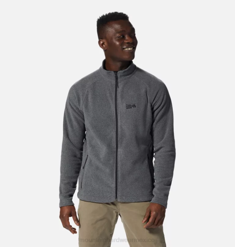 hombres tapas gris jaspeado metalizado Mountain Hardwear polartec micropolar con cremallera completa 84RX441 - Image 1