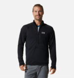 hombres tapas negro Mountain Hardwear chaqueta polartec power grid con media cremallera 84RX269