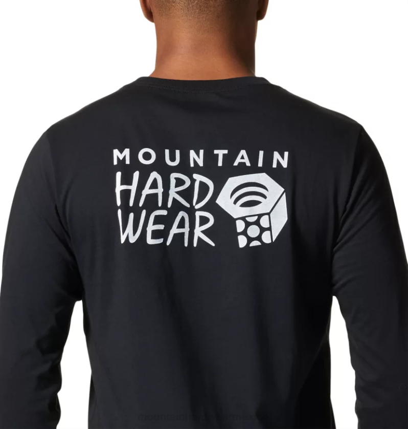 hombres tapas negro Mountain Hardwear mhw logo en la espalda manga larga 84RX350 - Image 4