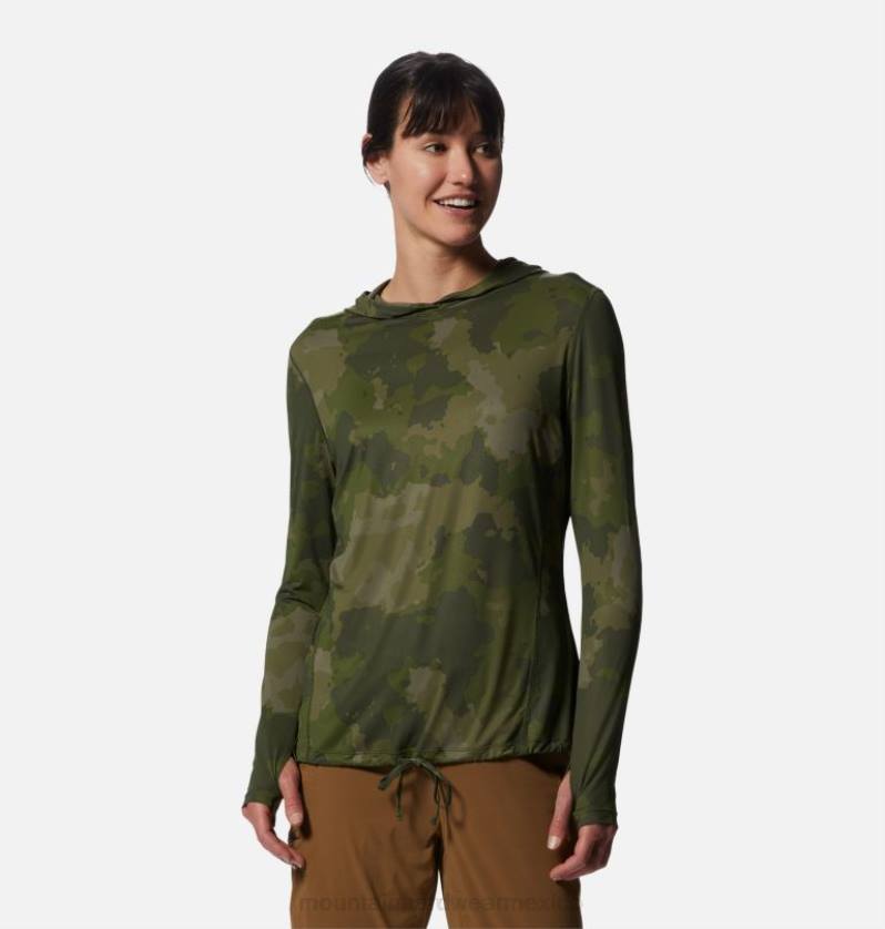 mujer tapas empalizadas geo impresión Mountain Hardwear sudadera con capucha de manga larga del lago del cráter 84RX588 - Image 1